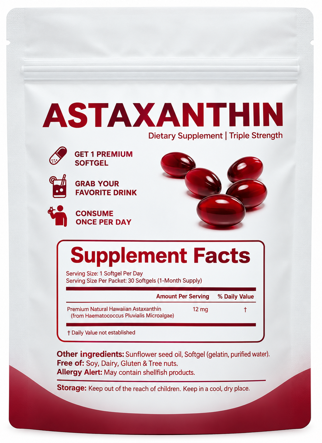 Astaxanthin 12mg Wellness Softgels